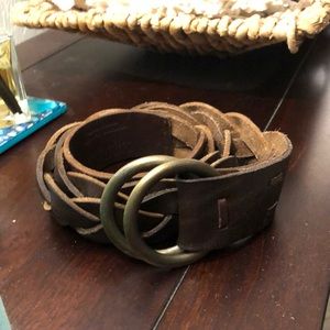 Leather braided belt